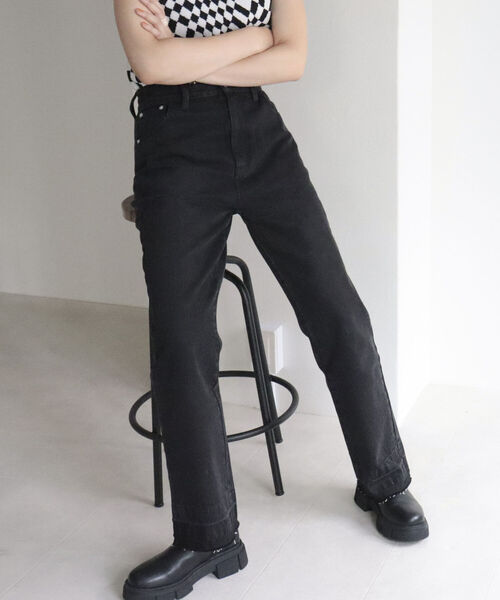 fredy repit（フレディレピ）の「デニムストレートパンツ（デニムパンツ・レディース・ブルー/ライトパープル/チャコールグレー・36/38）」の15枚目の写真