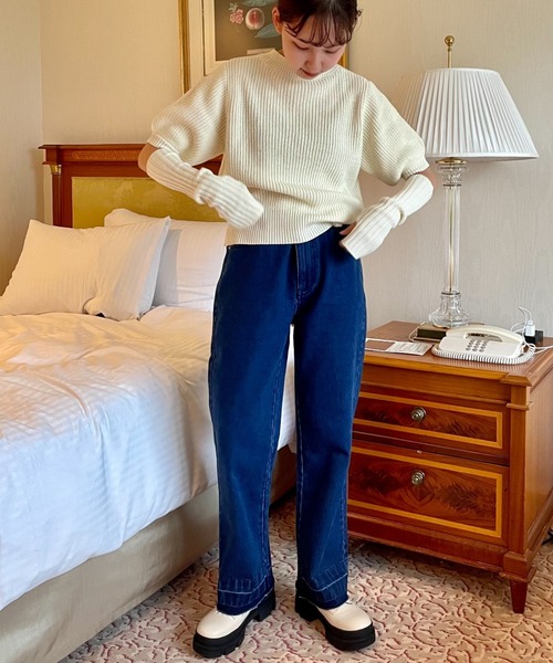 fredy repit（フレディレピ）の「デニムストレートパンツ（デニムパンツ・レディース・ブルー/ライトパープル/チャコールグレー・36/38）」の3枚目の写真