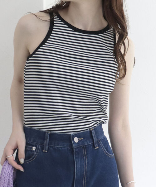 fredy emue（フレディエミュ）の「ボーダー/無地 アメスリタンクトップ（タンクトップ・レディース・ベージュ系その他/ブルー系その他/ブラック/ホワイト系その他/オフホワイト・38）」の12枚目の写真