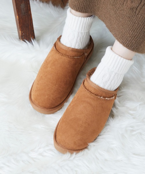 mooimooi（モーイモーイ）の「ムートンスリッポン（サンダル・レディース・ブラック/ベージュ/キャメル/ダークブラウン/チャコールグレー/アイボリー系・S/M/L/LL/3L/4L）」の6枚目の写真