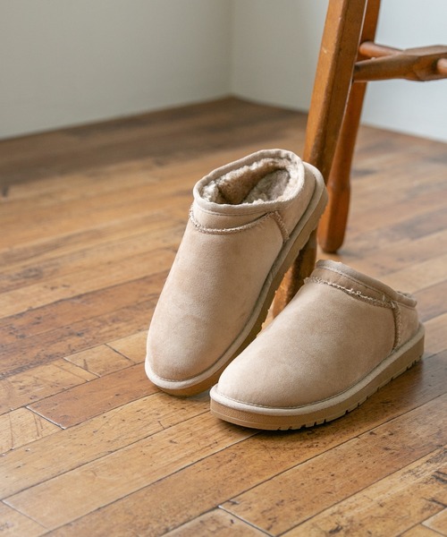 mooimooi（モーイモーイ）の「ムートンスリッポン（サンダル・レディース・ブラック/ベージュ/キャメル/ダークブラウン/チャコールグレー/アイボリー系・S/M/L/LL/3L/4L）」の17枚目の写真