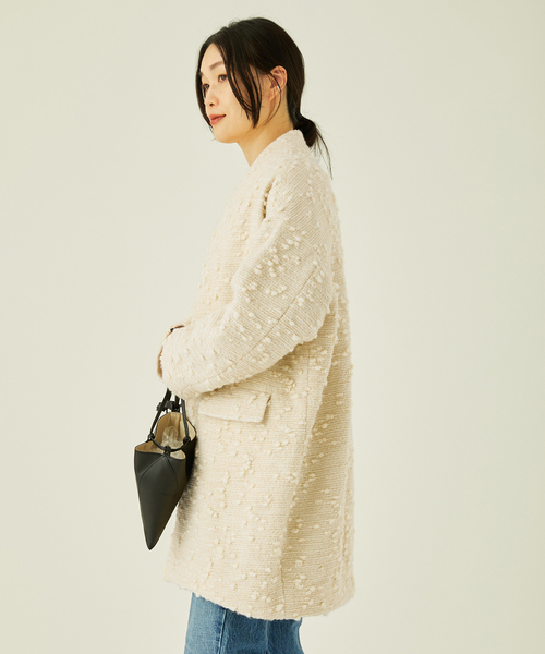 journal standard L'essage（ジャーナルスタンダードレサージュ）の「コクーンミドルコート（ノーカラージャケット・レディース・ネイビー/ブラウン系その他/ナチュラル・FREE）」の14枚目の写真