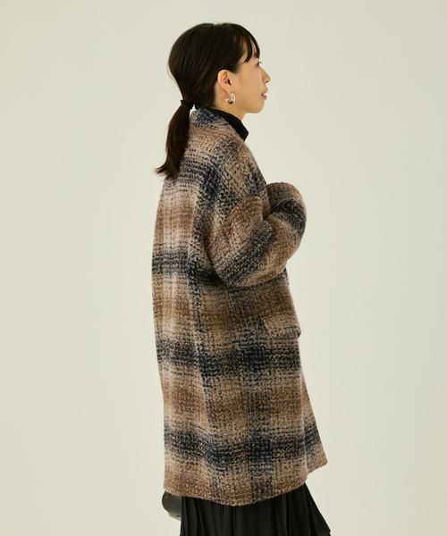 journal standard L'essage（ジャーナルスタンダードレサージュ）の「コクーンミドルコート（ノーカラージャケット・レディース・ネイビー/ブラウン系その他/ナチュラル・FREE）」の10枚目の写真