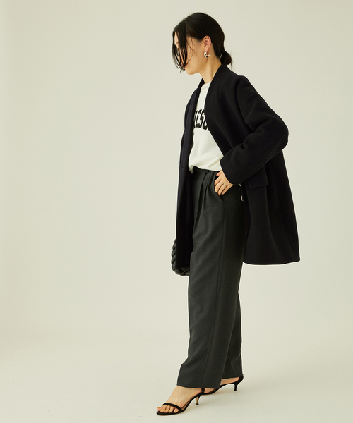 journal standard L'essage（ジャーナルスタンダードレサージュ）の「コクーンミドルコート（ノーカラージャケット・レディース・ネイビー/ブラウン系その他/ナチュラル・FREE）」の21枚目の写真