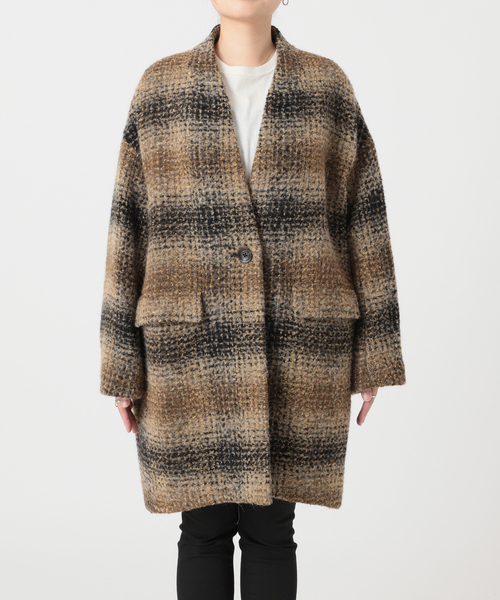 journal standard L'essage（ジャーナルスタンダードレサージュ）の「コクーンミドルコート（ノーカラージャケット・レディース・ネイビー/ブラウン系その他/ナチュラル・FREE）」の18枚目の写真