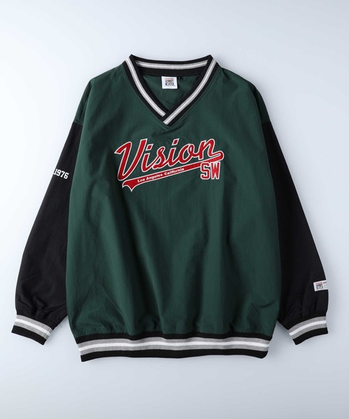 VISION STREET WEAR(ヴィジョンストリートウェア)の「【VISION STREET】リブナイロンプルオ-バー(ナイロンジャケット・メンズ・ブラック/ゴールド/ブラック×グリーン・M/XL/L)」の3枚目の写真