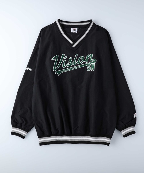 VISION STREET WEAR(ヴィジョンストリートウェア)の「【VISION STREET】リブナイロンプルオ-バー(ナイロンジャケット・メンズ・ブラック/ゴールド/ブラック×グリーン・M/XL/L)」の2枚目の写真
