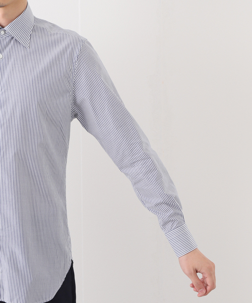 EDIFICE（エディフィス）の「セミワイド アメリカンコットン ストライプシャツ（シャツ/ブラウス・メンズ・ダークブルー/ベージュ・40/38/39/41/37）」の10枚目の写真