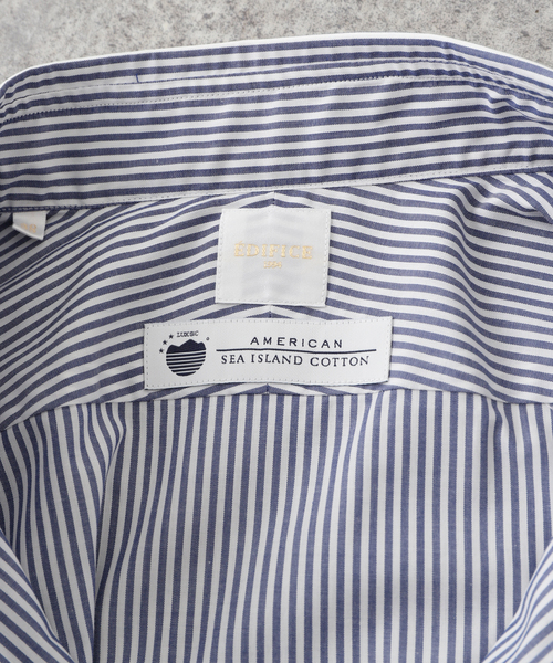 EDIFICE（エディフィス）の「セミワイド アメリカンコットン ストライプシャツ（シャツ/ブラウス・メンズ・ダークブルー/ベージュ・40/38/39/41/37）」の14枚目の写真