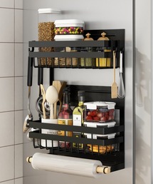 aimoha（アイモハ）の「冷蔵庫の壁面をフル活用 マグネット式 キッチン収納ラック L（キッチンツール）」