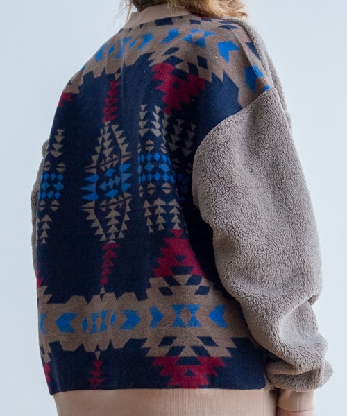 Universal Style Wear（ユニバーサルスタイルウェア）の「Universal Style Wear ナバホ ムック ボア クルーネック（その他トップス・メンズ・ブラック/カーキ/グレイッシュベージュ・MEDIUM/LARGE/X-LARGE）」の10枚目の写真