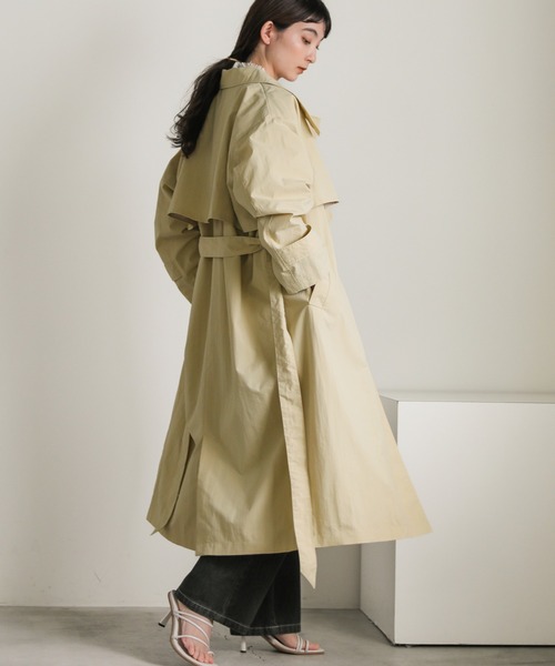 select MOCA（セレクトモカ）の「ナイロンワッシャースタンドネックコート（トレンチコート・レディース・カーキ/ライトベージュ/ブラック・FREE）」の19枚目の写真
