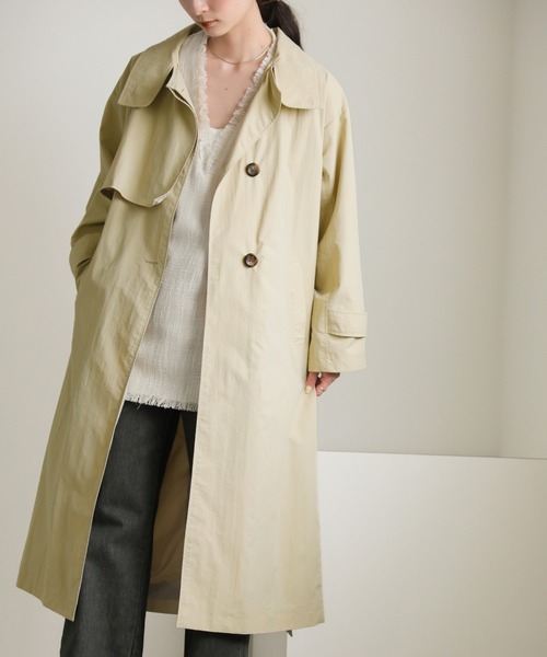 select MOCA（セレクトモカ）の「ナイロンワッシャースタンドネックコート（トレンチコート・レディース・カーキ/ライトベージュ/ブラック・FREE）」の18枚目の写真