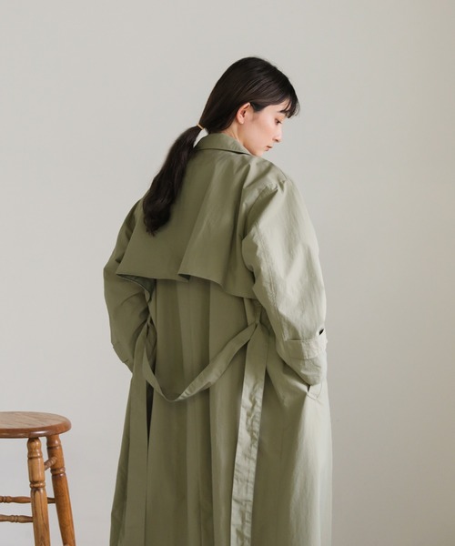 select MOCA（セレクトモカ）の「ナイロンワッシャースタンドネックコート（トレンチコート・レディース・カーキ/ライトベージュ/ブラック・FREE）」の11枚目の写真