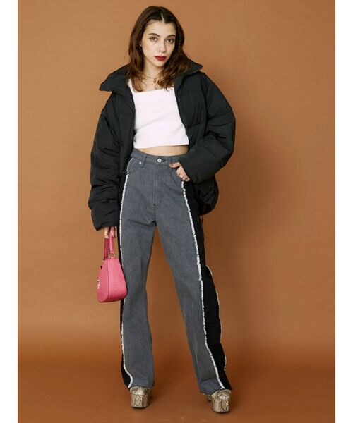 EVRIS（エヴリス）の「リメイクワイドデニムパンツ（デニムパンツ・レディース・ブラック/ライトブルー・MEDIUM/SMALL）」の7枚目の写真