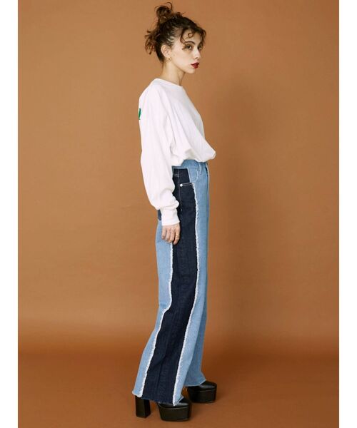 EVRIS（エヴリス）の「リメイクワイドデニムパンツ（デニムパンツ・レディース・ブラック/ライトブルー・MEDIUM/SMALL）」の11枚目の写真