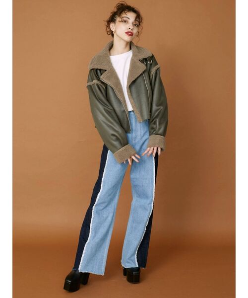 EVRIS（エヴリス）の「リメイクワイドデニムパンツ（デニムパンツ・レディース・ブラック/ライトブルー・MEDIUM/SMALL）」の13枚目の写真