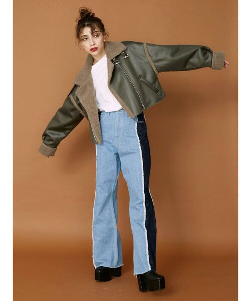 EVRIS（エヴリス）の「リメイクワイドデニムパンツ（デニムパンツ・レディース・ブラック/ライトブルー・MEDIUM/SMALL）」の14枚目の写真