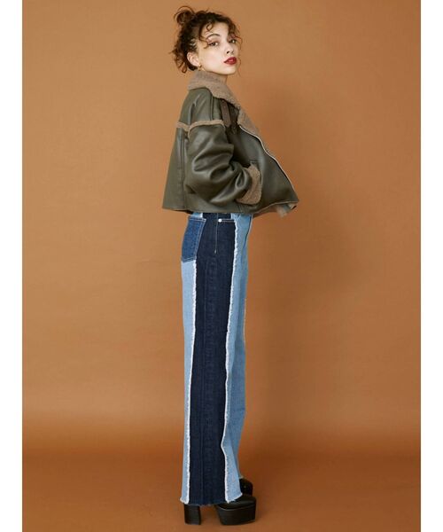 EVRIS（エヴリス）の「リメイクワイドデニムパンツ（デニムパンツ・レディース・ブラック/ライトブルー・MEDIUM/SMALL）」の15枚目の写真