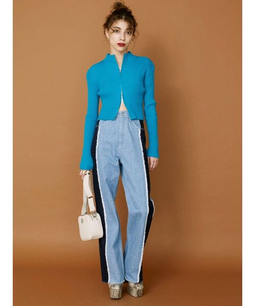 EVRIS（エヴリス）の「リメイクワイドデニムパンツ（デニムパンツ・レディース・ブラック/ライトブルー・MEDIUM/SMALL）」の16枚目の写真