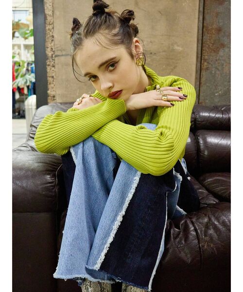 EVRIS（エヴリス）の「リメイクワイドデニムパンツ（デニムパンツ・レディース・ブラック/ライトブルー・MEDIUM/SMALL）」の19枚目の写真