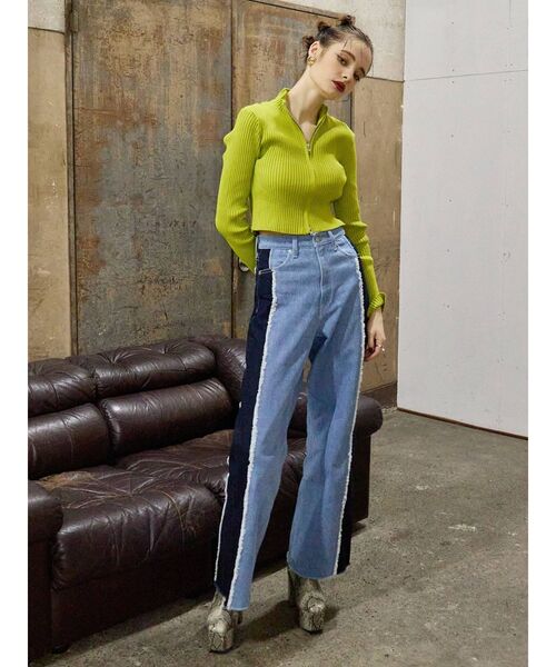 EVRIS（エヴリス）の「リメイクワイドデニムパンツ（デニムパンツ・レディース・ブラック/ライトブルー・MEDIUM/SMALL）」の22枚目の写真