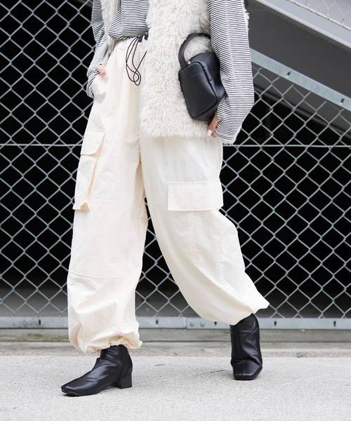 etsinta（エシンタ）の「【etsinta/エシンタ】ナイロンパラシュートパンツ（その他パンツ・レディース・ブラック/オフホワイト/カーキ・ONE SIZE）」の5枚目の写真