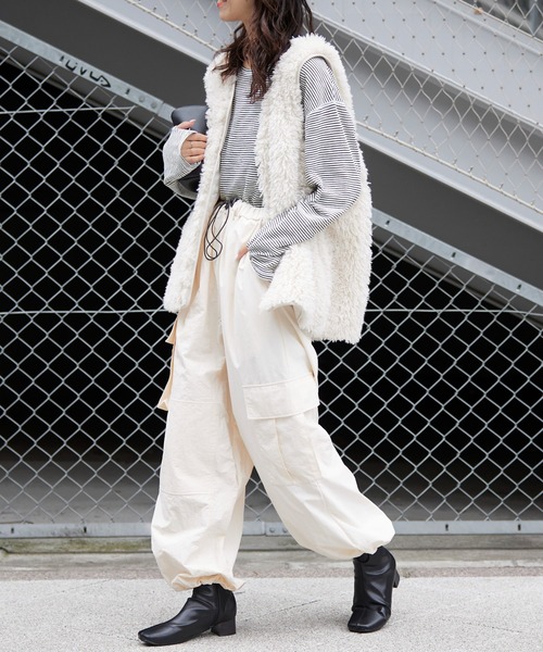 etsinta（エシンタ）の「【etsinta/エシンタ】ナイロンパラシュートパンツ（その他パンツ・レディース・ブラック/オフホワイト/カーキ・ONE SIZE）」の10枚目の写真