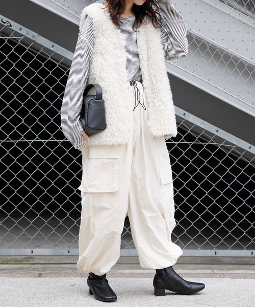 etsinta（エシンタ）の「【etsinta/エシンタ】ナイロンパラシュートパンツ（その他パンツ・レディース・ブラック/オフホワイト/カーキ・ONE SIZE）」の12枚目の写真