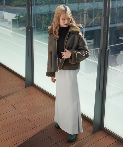 jakke（ジャッキー）の「【JAKKE/ジャッキー】VERA SHEARLING AVIATOR ジャケット（ムートンコート・レディース・カーキ/ボルドー・FREE）」の10枚目の写真