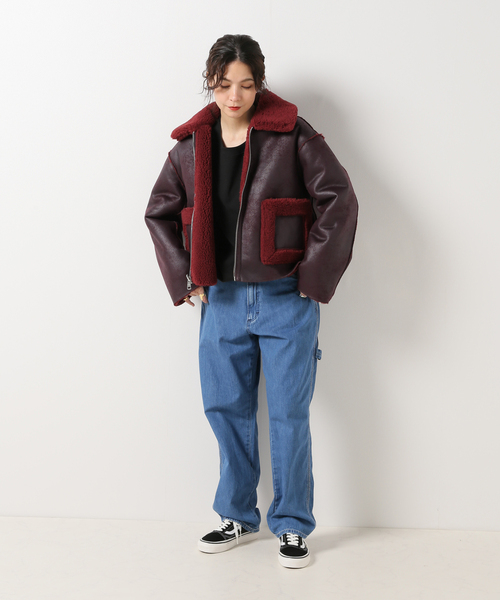 jakke（ジャッキー）の「【JAKKE/ジャッキー】VERA SHEARLING AVIATOR ジャケット（ムートンコート・レディース・カーキ/ボルドー・FREE）」の15枚目の写真
