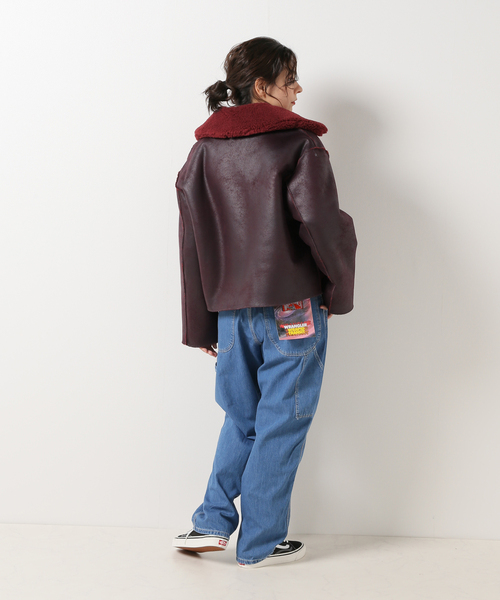 jakke（ジャッキー）の「【JAKKE/ジャッキー】VERA SHEARLING AVIATOR ジャケット（ムートンコート・レディース・カーキ/ボルドー・FREE）」の16枚目の写真