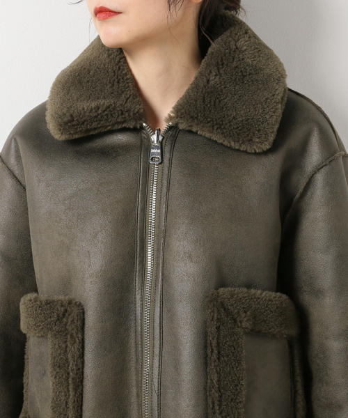jakke（ジャッキー）の「【JAKKE/ジャッキー】VERA SHEARLING AVIATOR ジャケット（ムートンコート・レディース・カーキ/ボルドー・FREE）」の20枚目の写真
