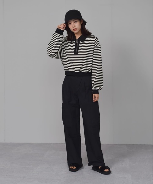 Auntie Rosa(アンティローザ)の「【Shoowtime】ワイド カーゴ パンツ wide cargo pants(カーゴパンツ・レディース・ブラック/チャコールグレー・SMALL/LARGE/MEDIUM)」の8枚目の写真