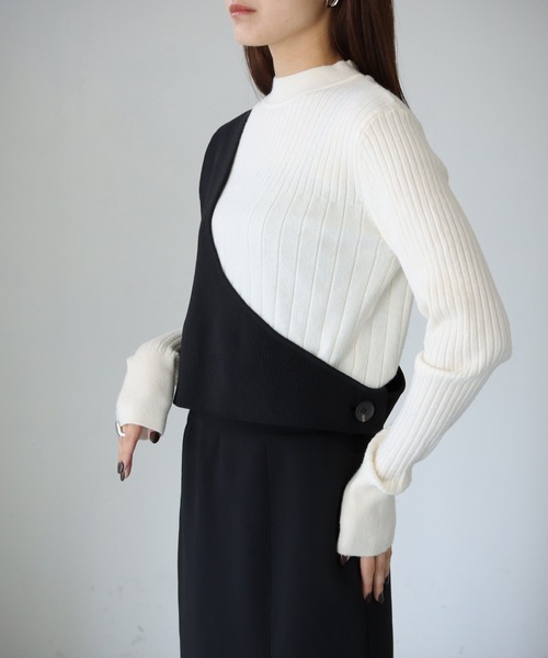 cheriella（シェリエラ）の「【cheriella】WEB限定ワンショルダーダンボールニットベスト（ベスト・レディース・ブラック・M）」の3枚目の写真