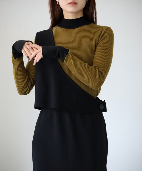 cheriella（シェリエラ）の「【cheriella】WEB限定ワンショルダーダンボールニットベスト（ベスト・レディース・ブラック・M）」の9枚目の写真