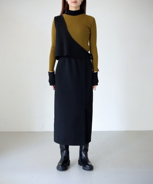 cheriella（シェリエラ）の「【cheriella】WEB限定ワンショルダーダンボールニットベスト（ベスト・レディース・ブラック・M）」の14枚目の写真