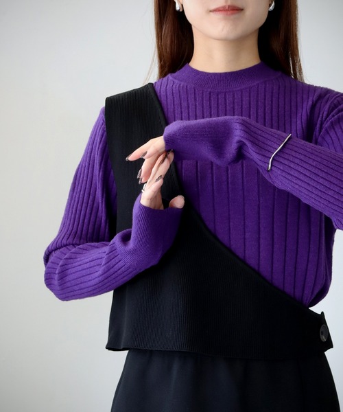 cheriella（シェリエラ）の「【cheriella】WEB限定ワンショルダーダンボールニットベスト（ベスト・レディース・ブラック・M）」の17枚目の写真