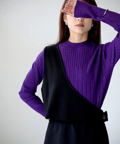 cheriella（シェリエラ）の「【cheriella】WEB限定ワンショルダーダンボールニットベスト（ベスト・レディース・ブラック・M）」の18枚目の写真