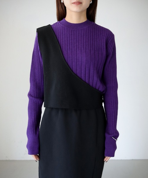 cheriella（シェリエラ）の「【cheriella】WEB限定ワンショルダーダンボールニットベスト（ベスト・レディース・ブラック・M）」の16枚目の写真