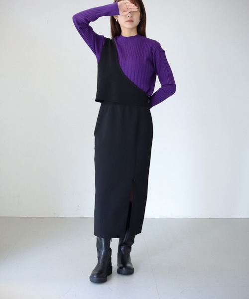 cheriella（シェリエラ）の「【cheriella】WEB限定ワンショルダーダンボールニットベスト（ベスト・レディース・ブラック・M）」の21枚目の写真