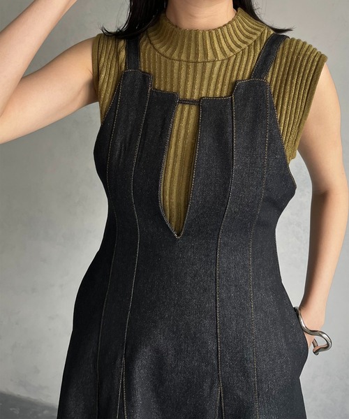 &g'aime（アンジェム）の「【&g’aime】デニムキャミワンピース（ワンピース・レディース・ネイビー/ブラック・FREE）」の12枚目の写真