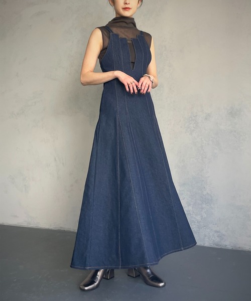&g'aime（アンジェム）の「【&g’aime】デニムキャミワンピース（ワンピース・レディース・ネイビー/ブラック・FREE）」の21枚目の写真