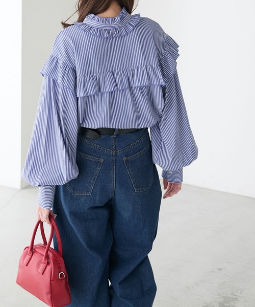 セール】2way ボリュームスリーブ 長袖フリルブラウス（シャツ