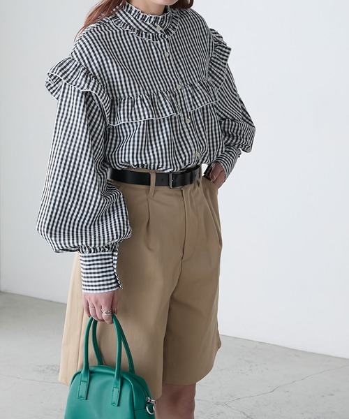 セール】2way ボリュームスリーブ 長袖フリルブラウス(シャツ セール】2way ボリュームスリーブ 長袖フリルブラウス(シャツ