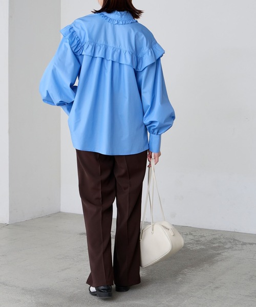 セール】2way ボリュームスリーブ 長袖フリルブラウス（シャツ