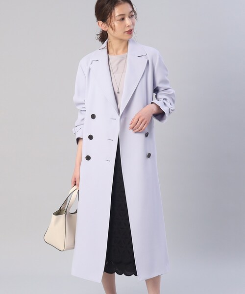 UNTITLED(アンタイトル)の「◆【オフィスからセレモニーまで!】バックサテン きれいめトレンチコート(トレンチコート・レディース・サックスブルー/ライトベージュ/ネイビー・00/01/02/03/04/42/44/46/48/50)」の3枚目の写真