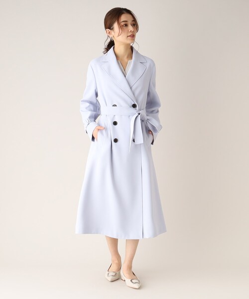 UNTITLED(アンタイトル)の「◆【オフィスからセレモニーまで!】バックサテン きれいめトレンチコート(トレンチコート・レディース・サックスブルー/ライトベージュ/ネイビー・00/01/02/03/04/42/44/46/48/50)」の14枚目の写真