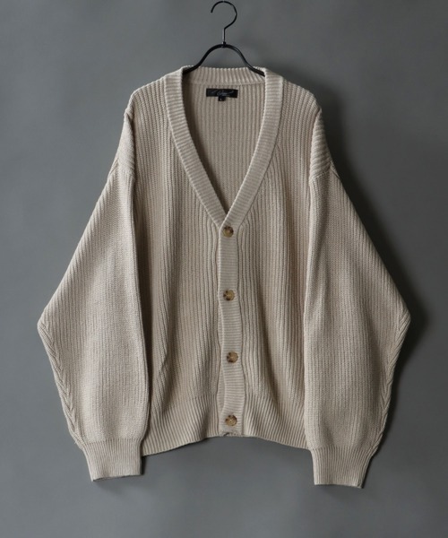 SITRY(シトリー)の「Balloon Sleeve Big silhouette Knit Cardigan/バルーンスリーブ ビッグシルエット ニット カーディガン/カーデ(カーディガン/ボレロ・メンズ・マスタード/ロイヤルブルー/ケリーグリーン/グレイッシュベージュ/ブラック/ライトグレー/パープル・M/L/LL)」の3枚目の写真