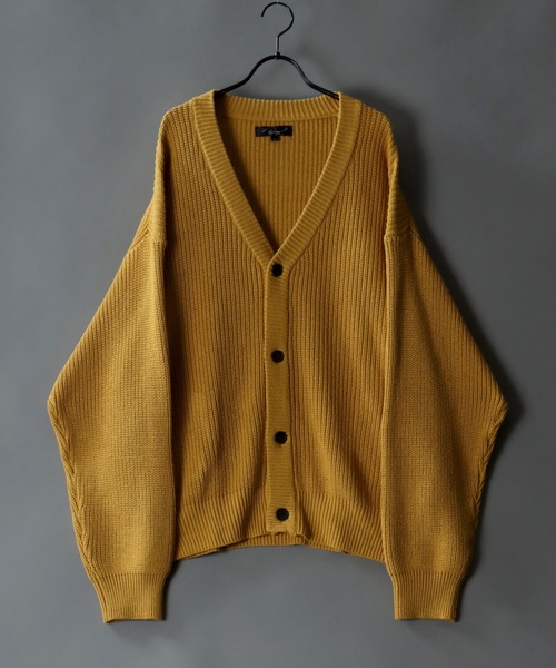SITRY(シトリー)の「Balloon Sleeve Big silhouette Knit Cardigan/バルーンスリーブ ビッグシルエット ニット カーディガン/カーデ(カーディガン/ボレロ・メンズ・マスタード/ロイヤルブルー/ケリーグリーン/グレイッシュベージュ/ブラック/ライトグレー/パープル・M/L/LL)」の7枚目の写真